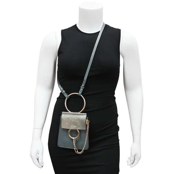 Chloe Blue Slate Faye Small Leather Bracelet Bag - Picture 3 of 16